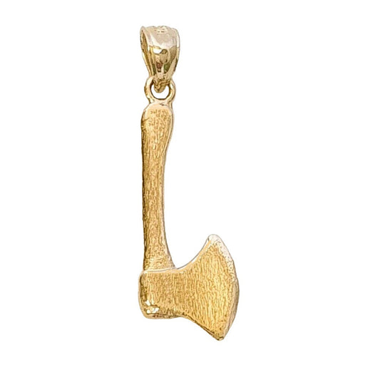 14K Yellow Gold Axe 3D Solid Pendant