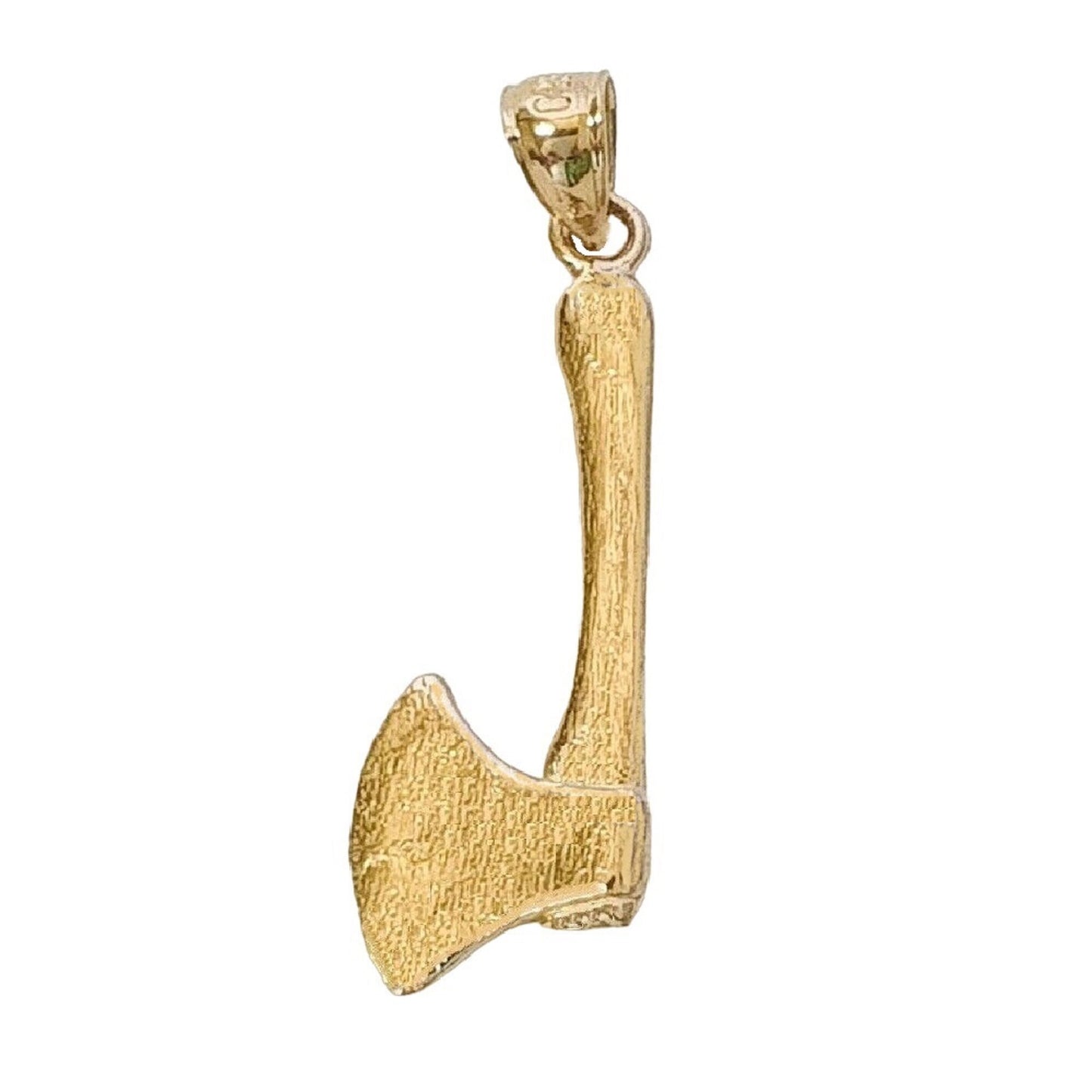 14K Yellow Gold Axe 3D Solid Pendant