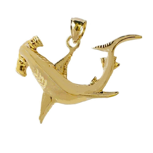 14K Yellow Gold Hammerhead Shark Pendant