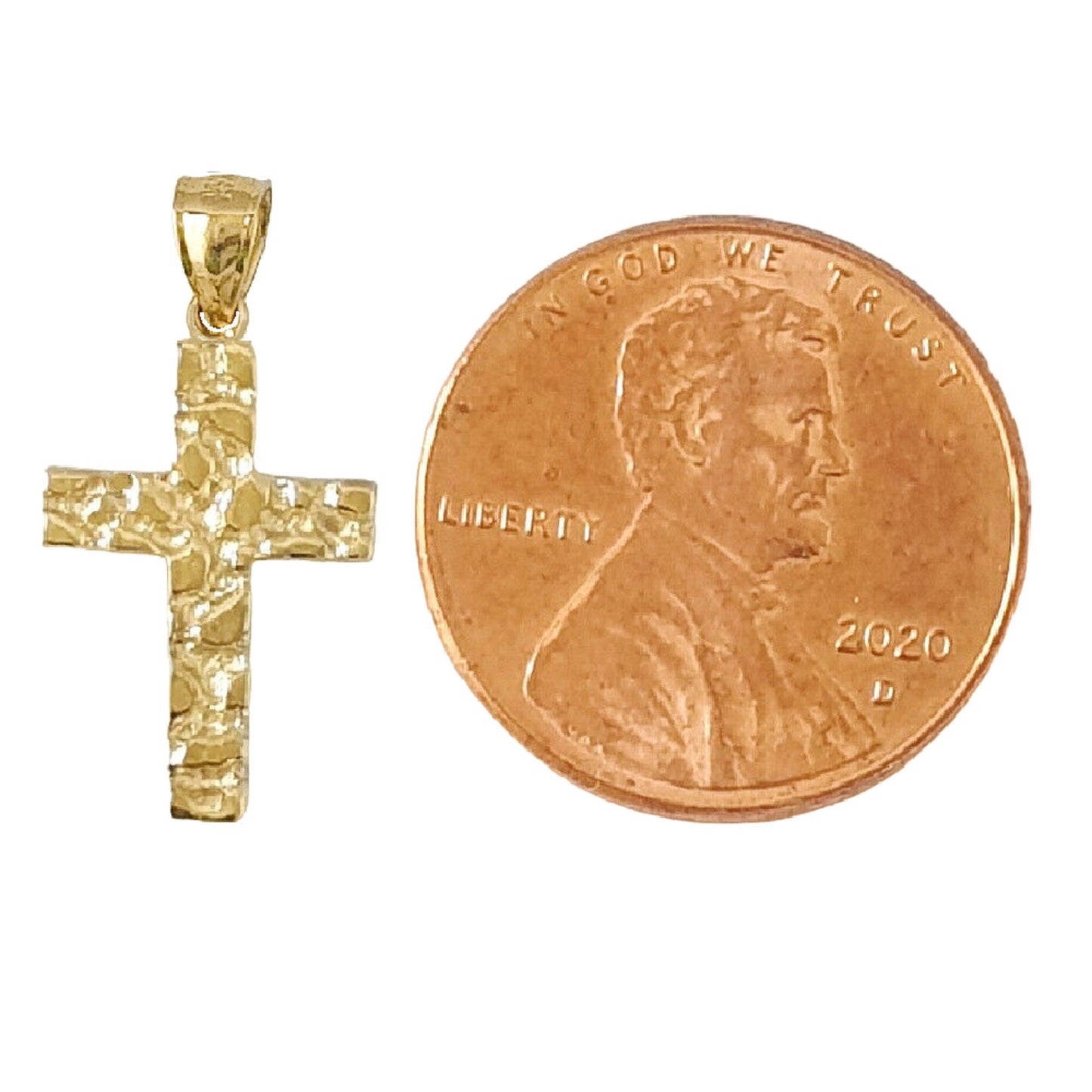 14K Yellow Gold Nugget Cross Pendant