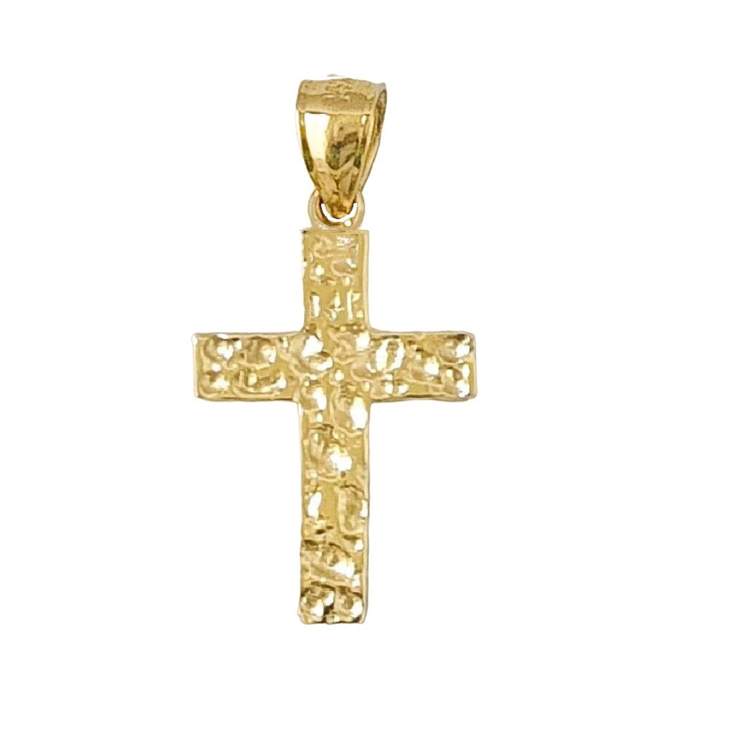 14K Yellow Gold Nugget Cross Pendant
