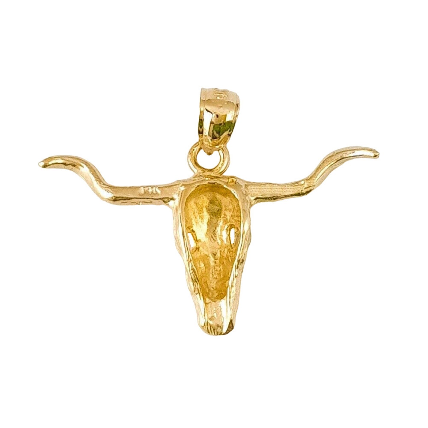 14K Yellow Gold Steer Bull Head Pendant