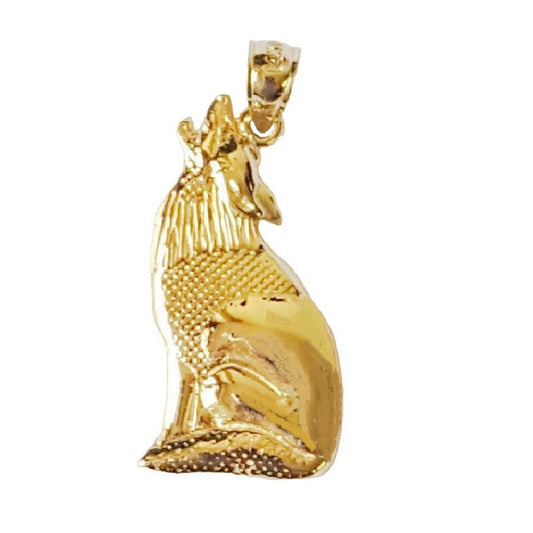 14K Yellow Gold Coyote Wolf Pendant