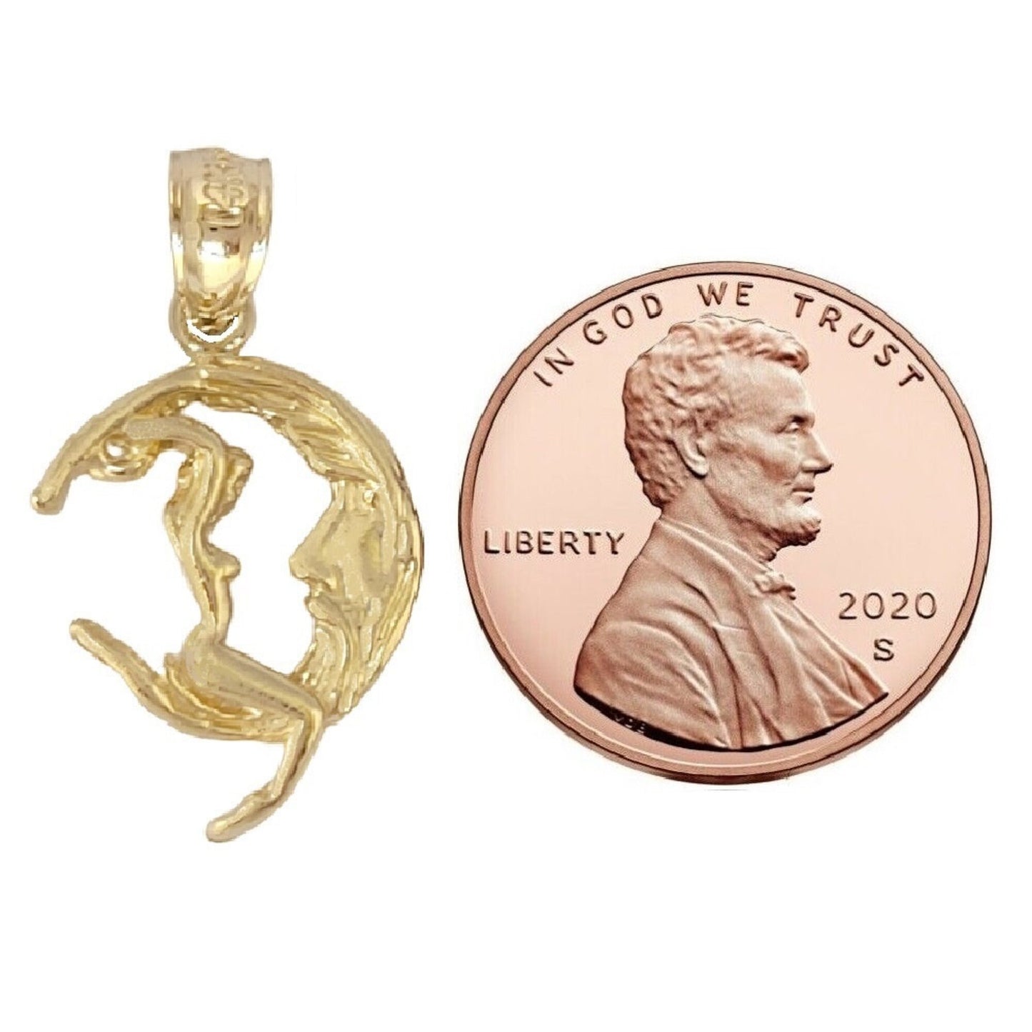 14k Yellow Gold Moon Rider 3D (3 Dimensional) Pendant