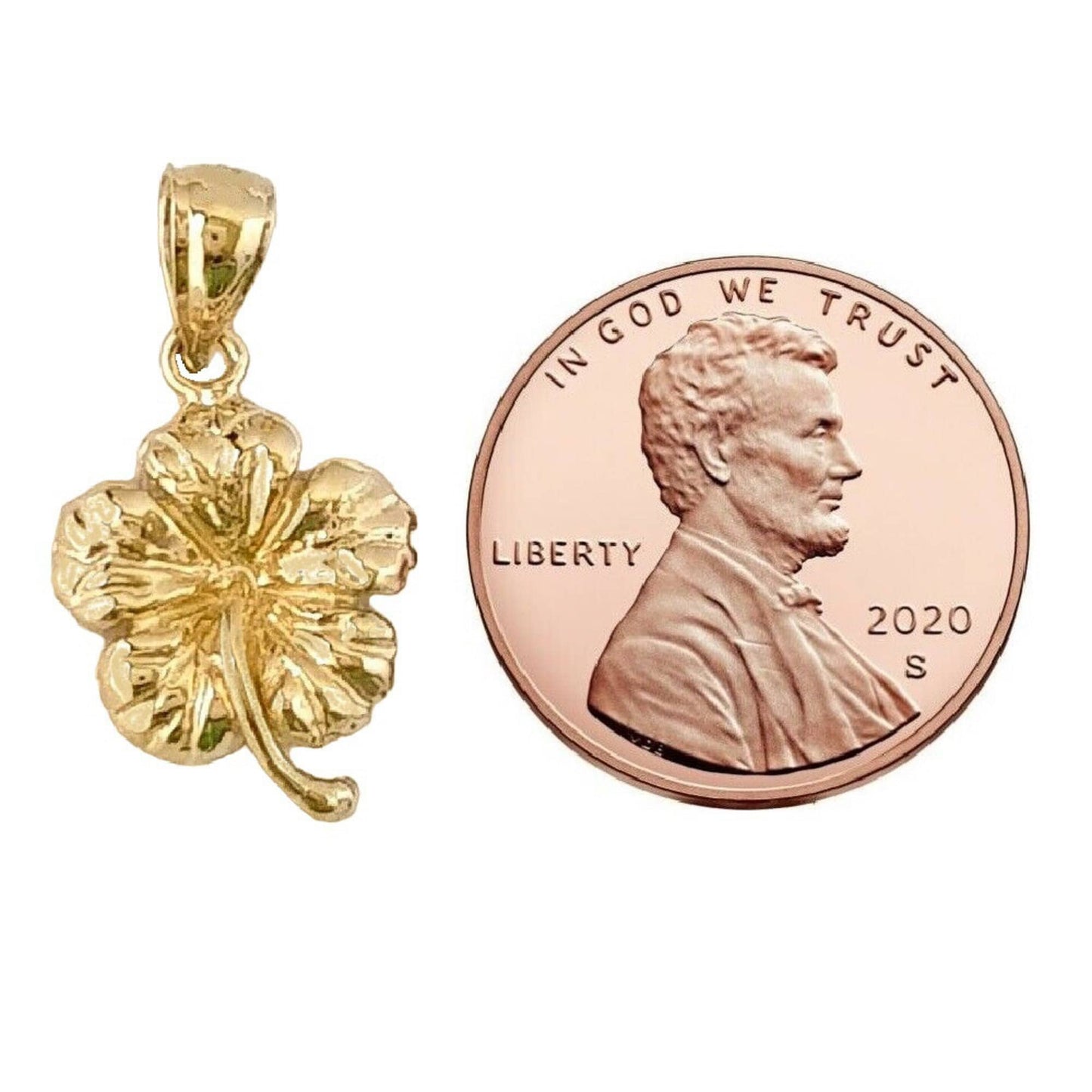 14K Yellow Gold Hawaiian Hibiscus Plumeria Flower Pendant