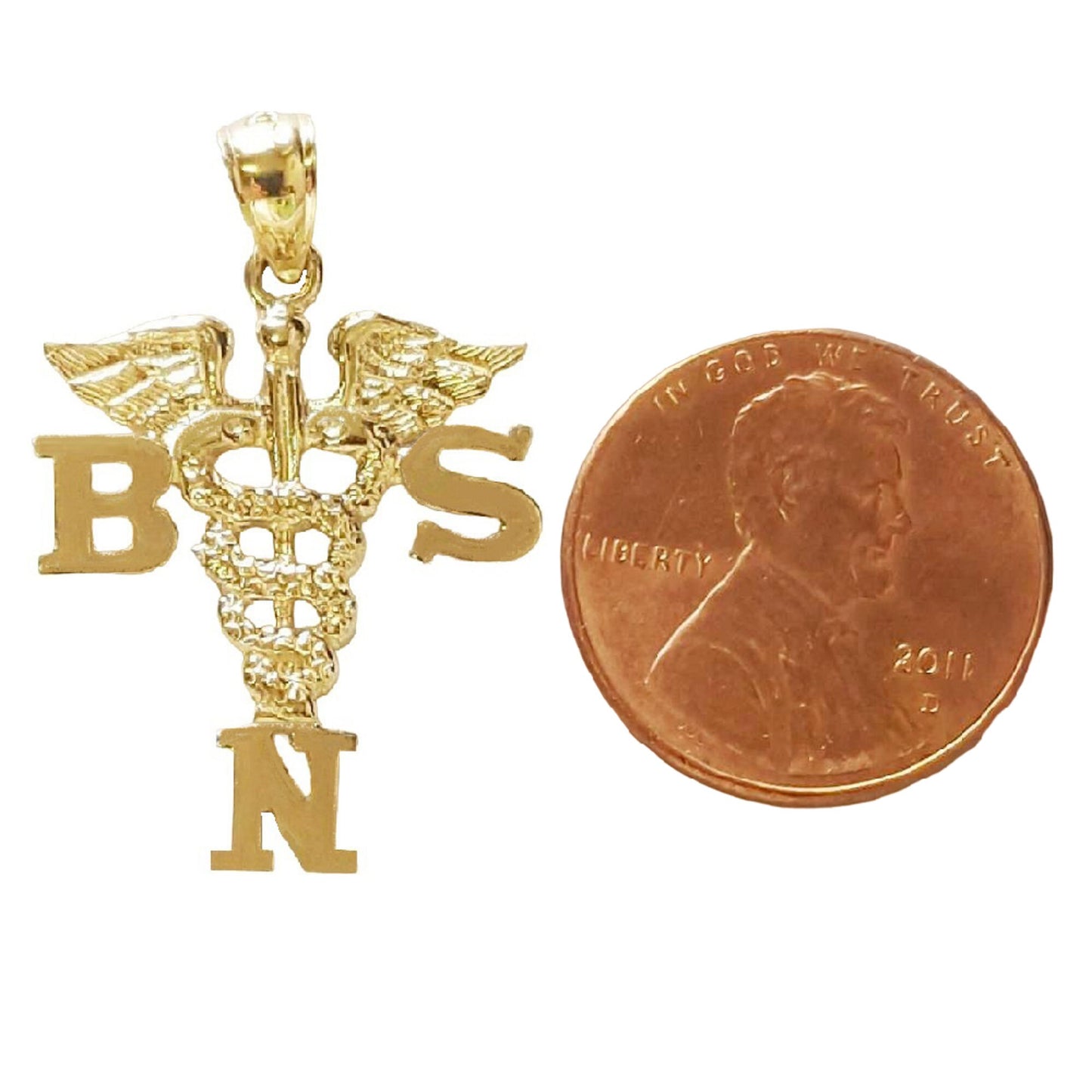 14K Yellow Gold BSN Bachelors Science Nursing Pendant