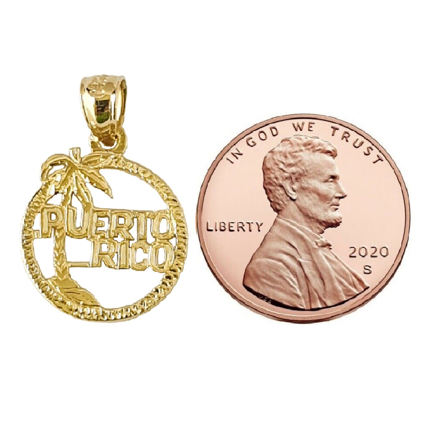 14k Yellow Gold Puerto Rico Island Pendant