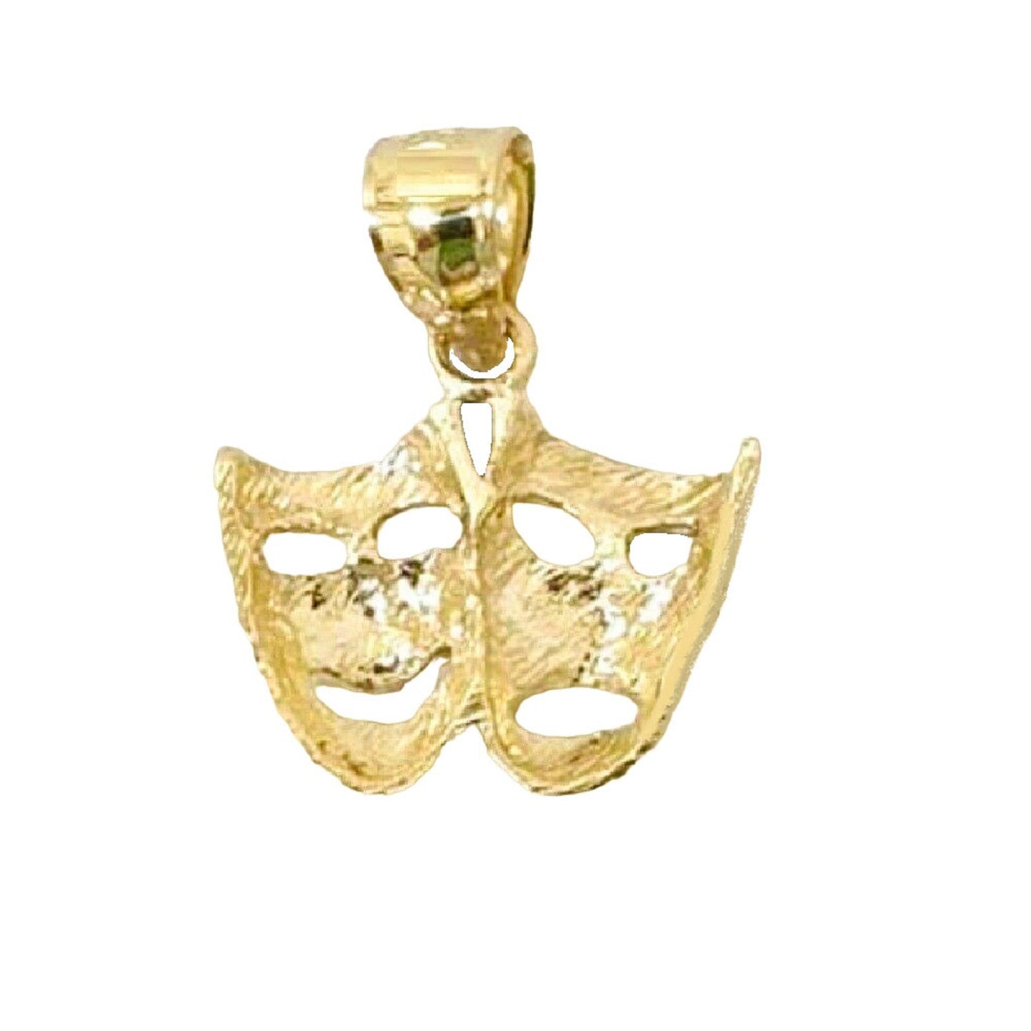 14K Yellow Gold Laugh Now, Cry Later Drama Mask Pendant Charm