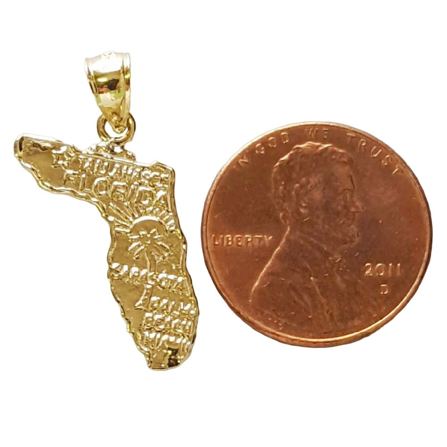14K Yellow Gold Florida State Map Pendant