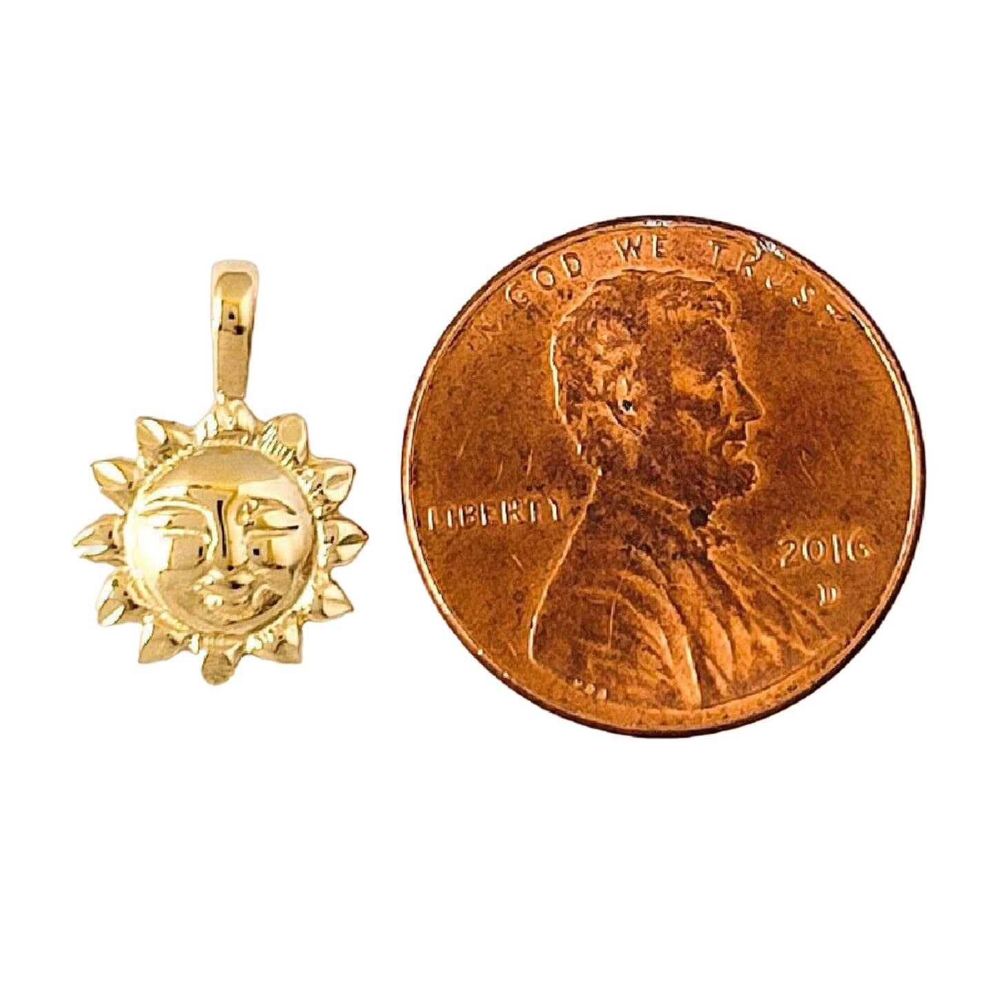 Small 14K Yellow Gold SUN Pendant Charm