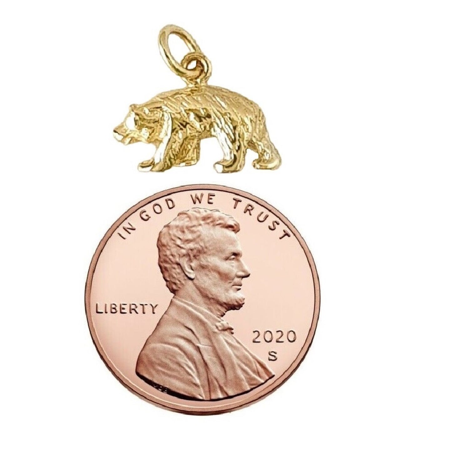 Small 14K Yellow Gold Bear Charm Pendant