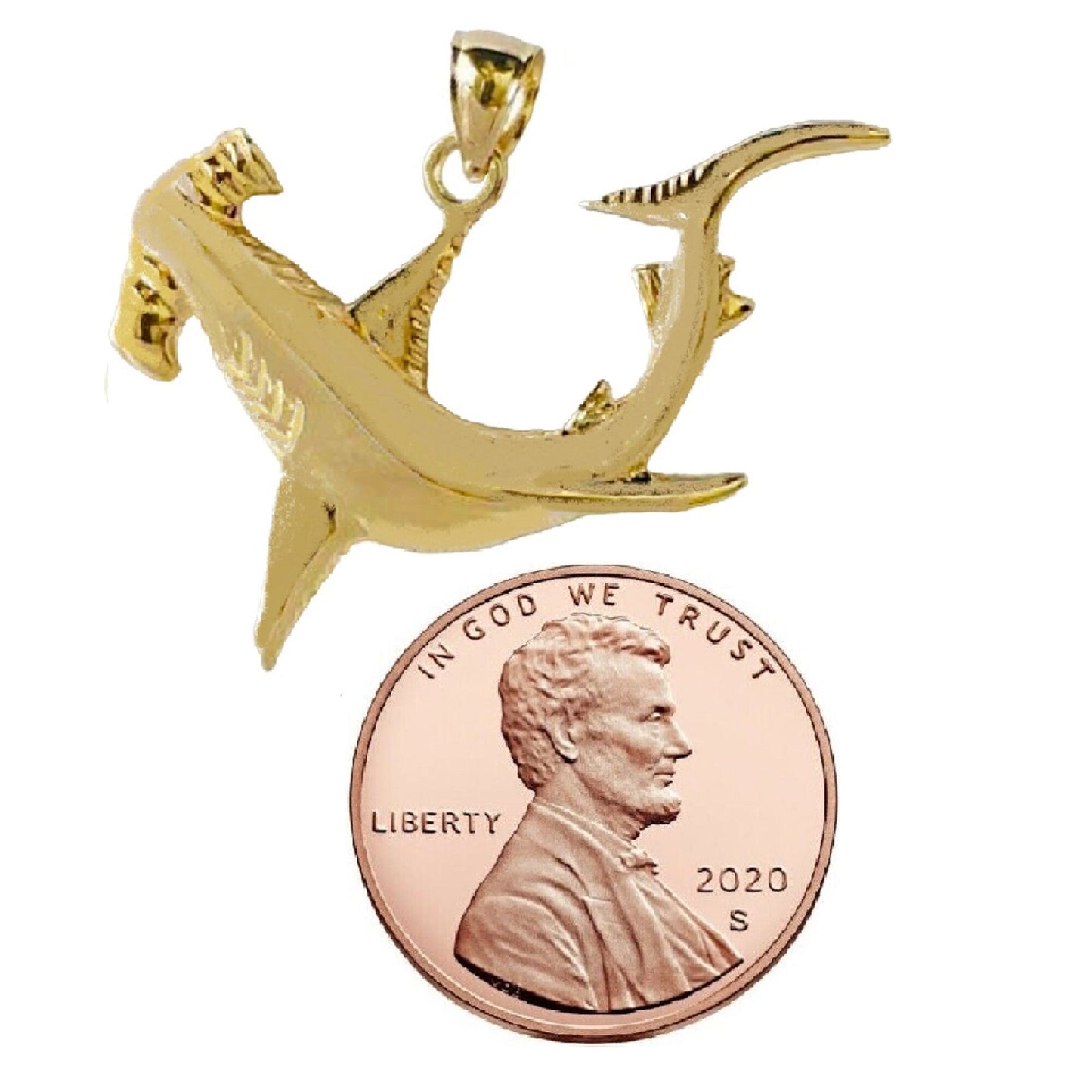 14K Yellow Gold Hammerhead Shark Pendant