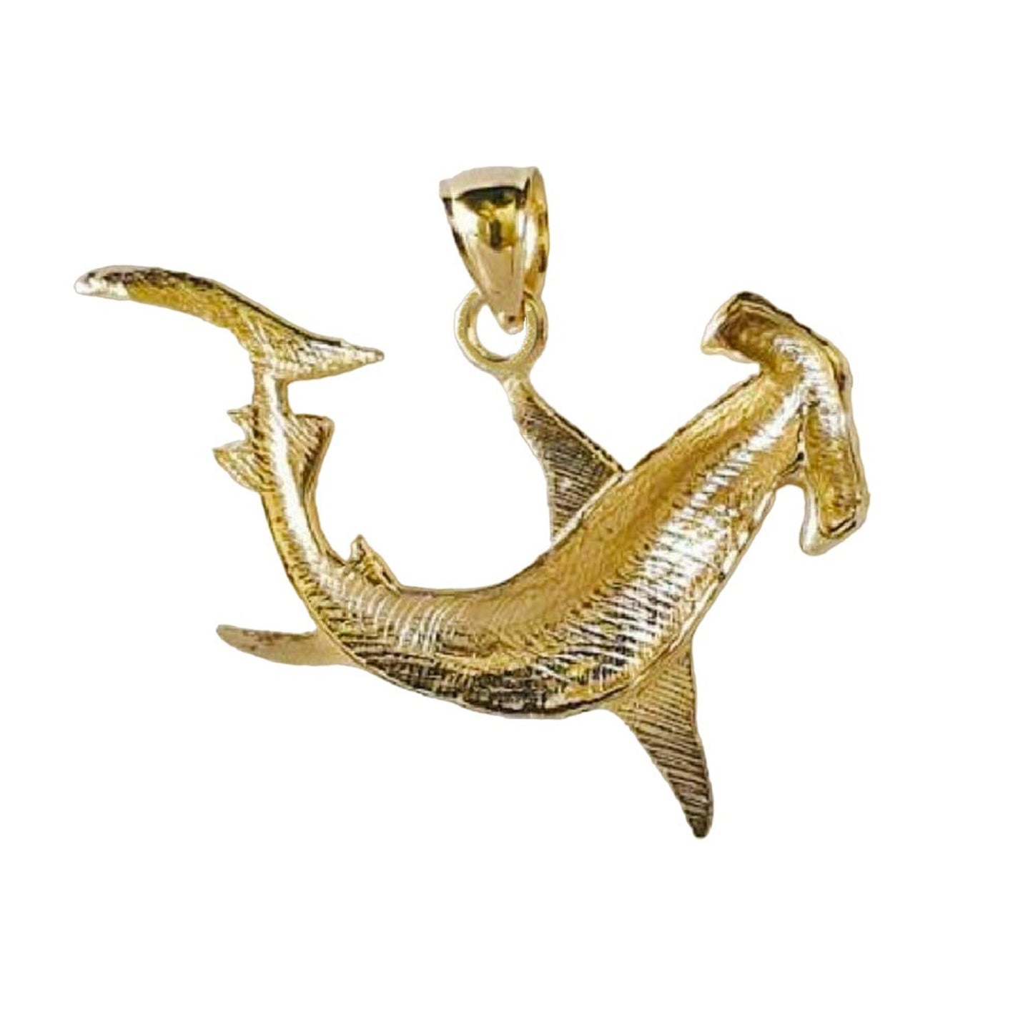 14K Yellow Gold Hammerhead Shark Pendant