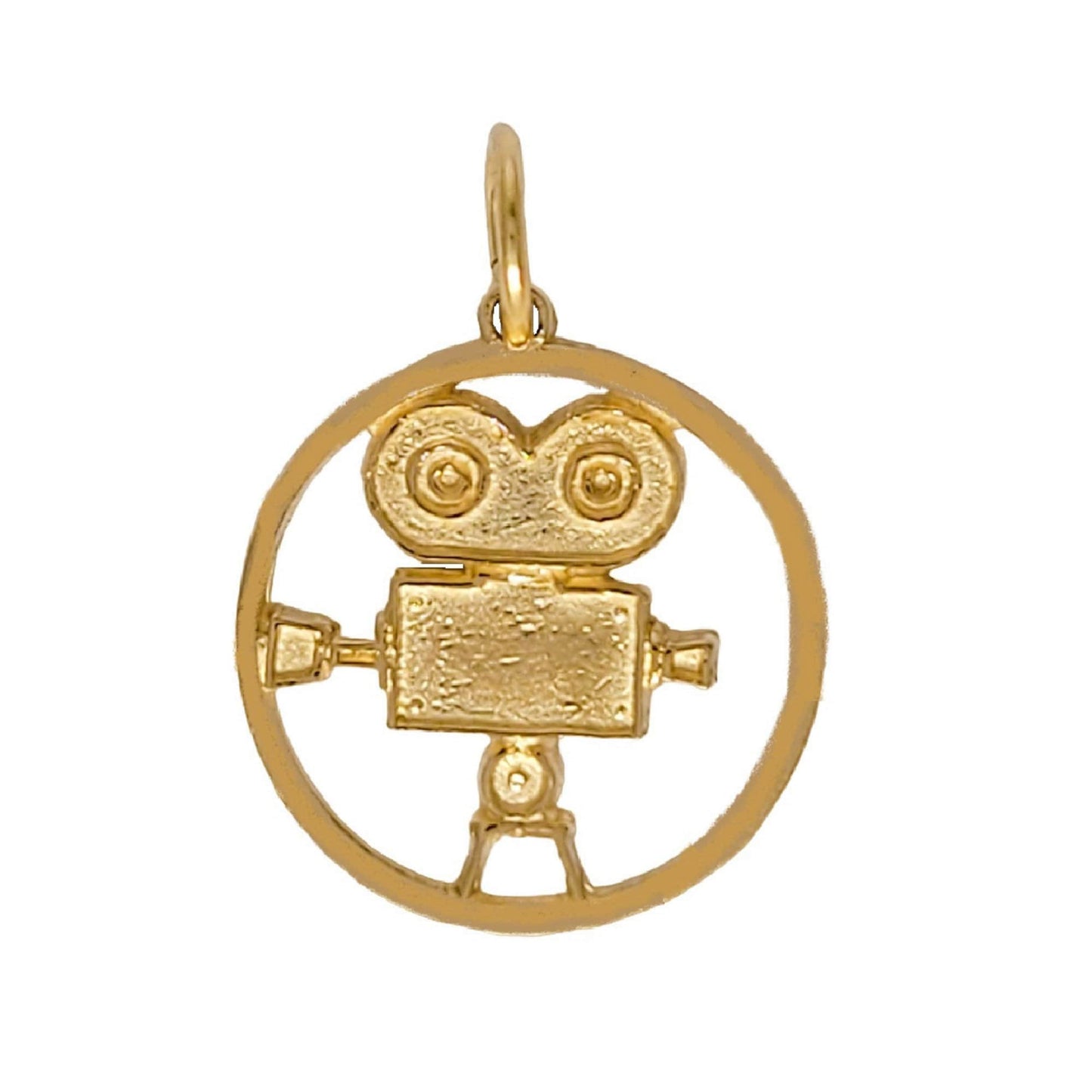 14K Yellow Gold Movie Camera Pendant Charm