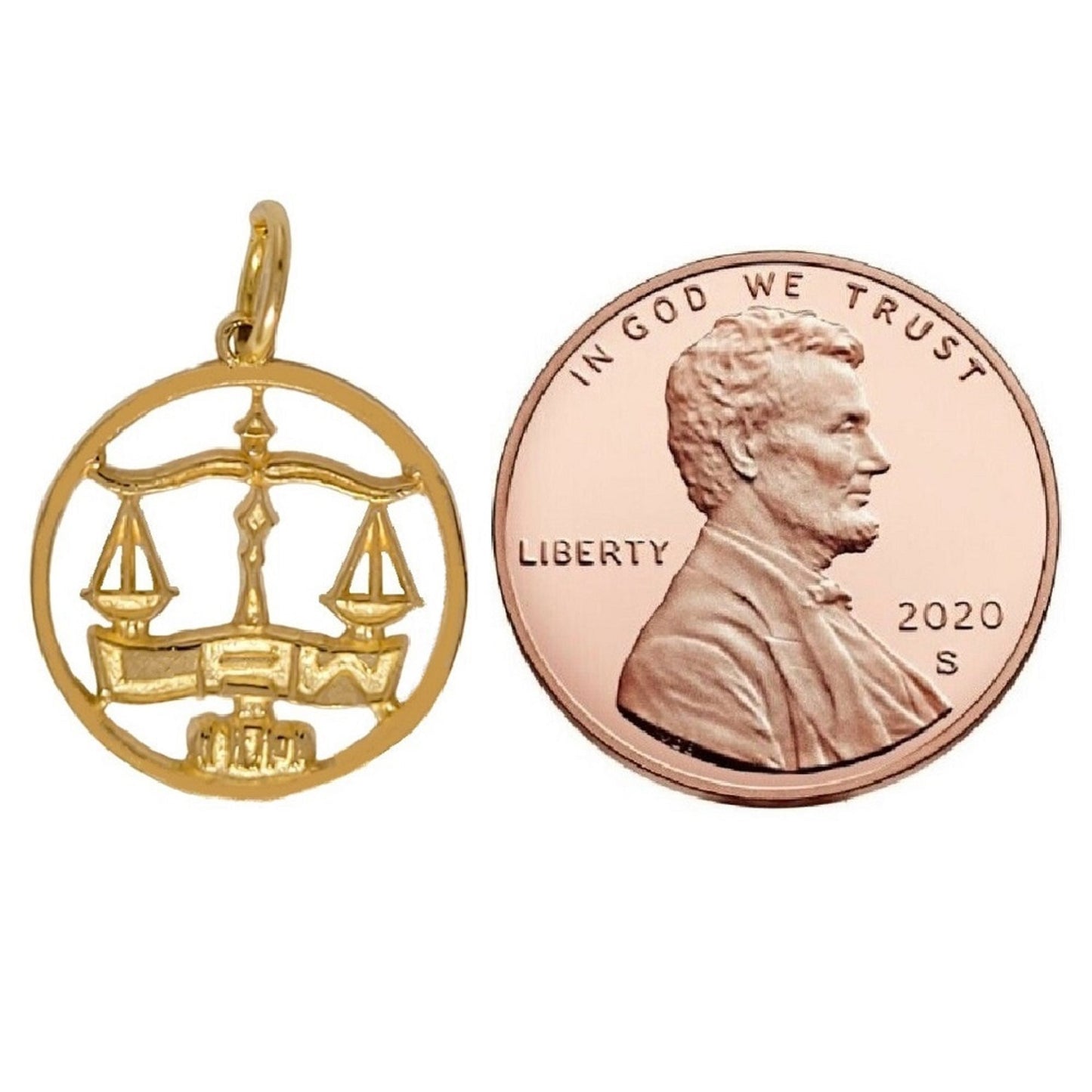 14k Yellow Gold Law Scales of Justice Pendant Charm