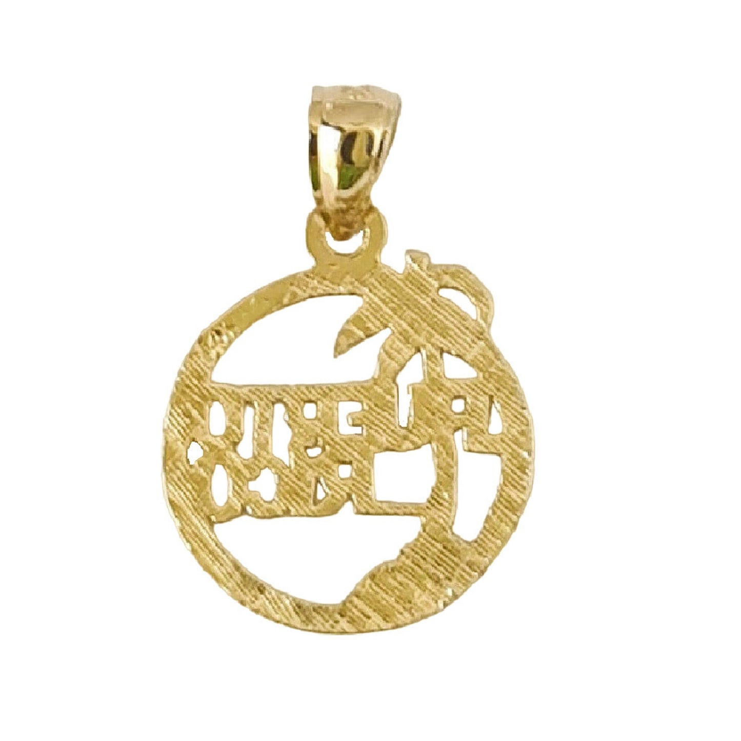 14k Yellow Gold Puerto Rico Island Pendant