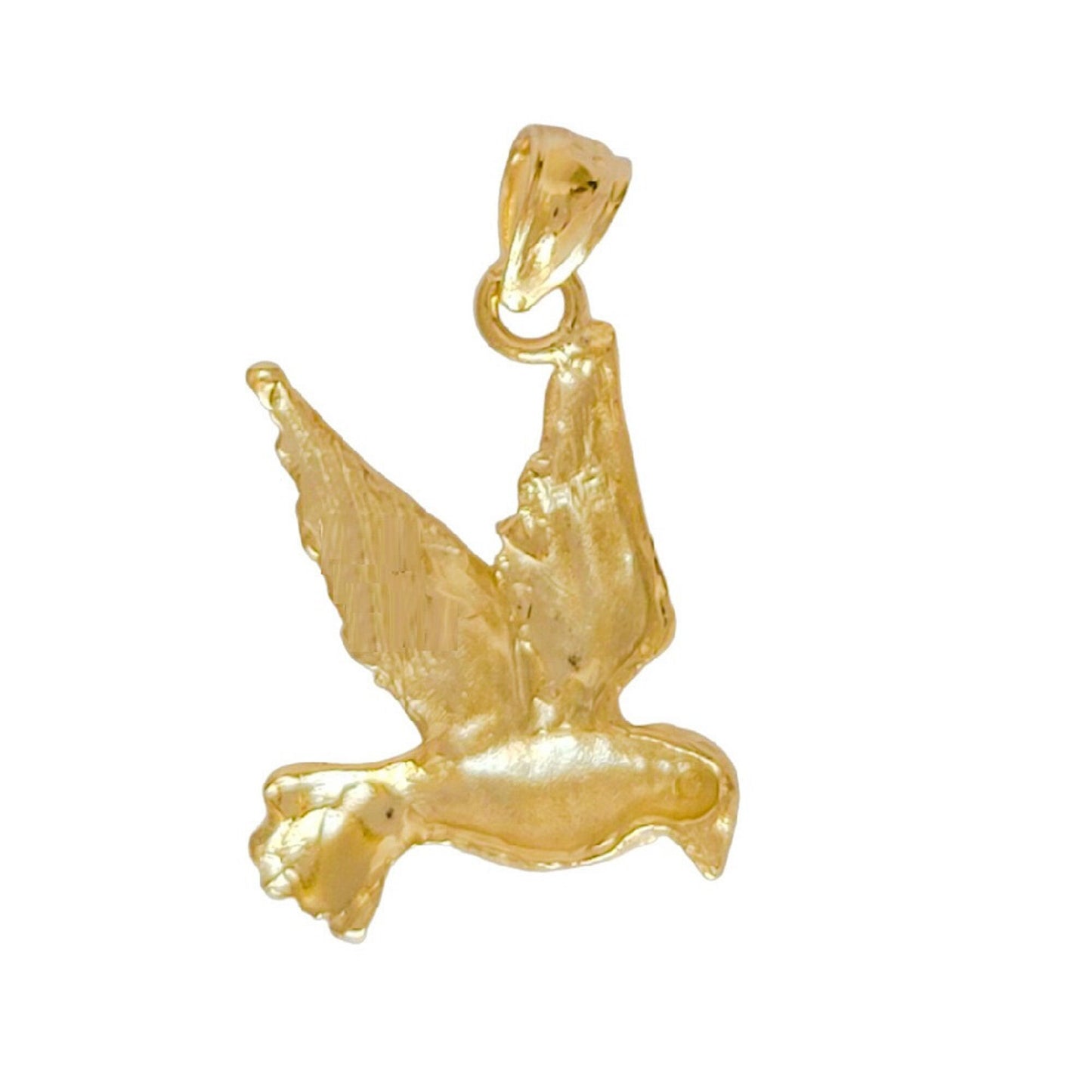 14K Yellow Gold Dove Bird Pendant