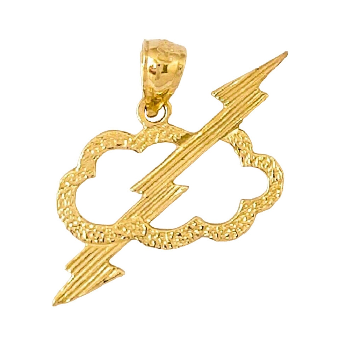 14k Yellow Gold Storm Clowd with Lighting Bolt Pendant
