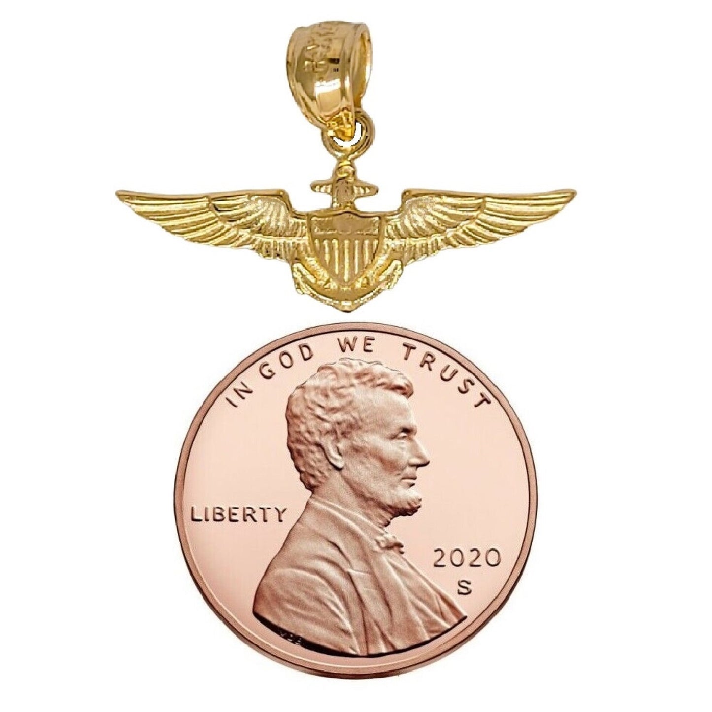 14K Yellow Gold Navy Pendant Charm