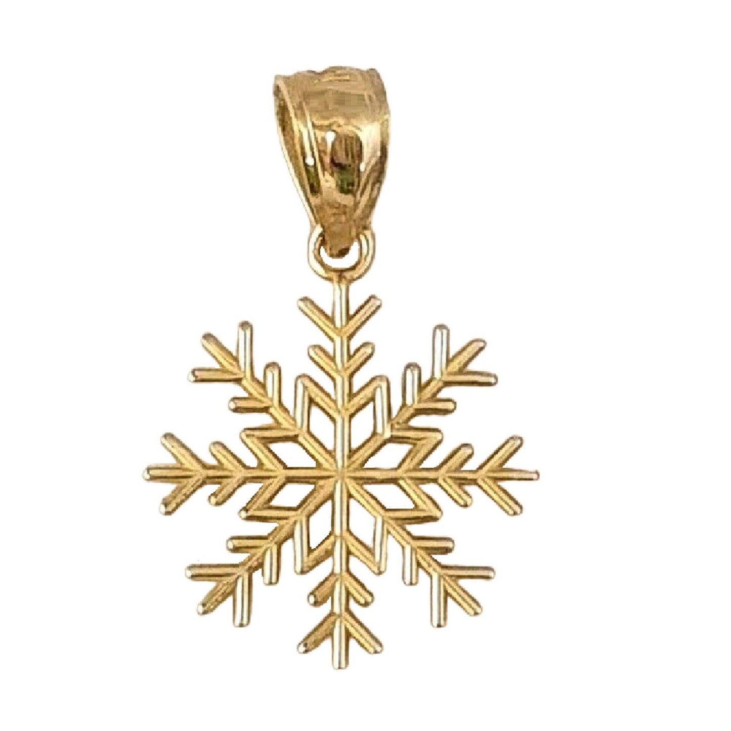 14K Yellow Gold Snowflake Pendant Charm