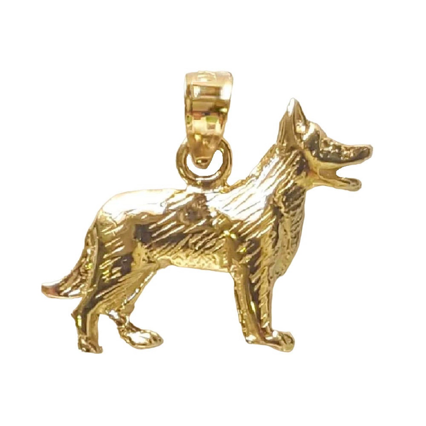 14K Yellow Gold German Shepherd Dog Pendant