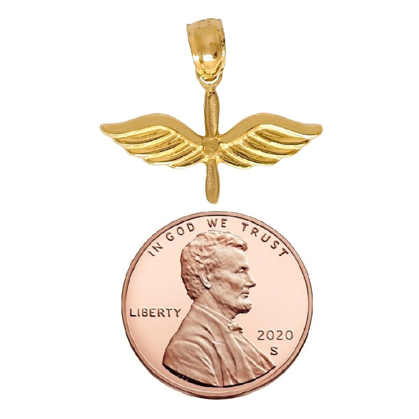 14K Yellow Gold US Army Aviation Air Force Pilot Wing Pendant