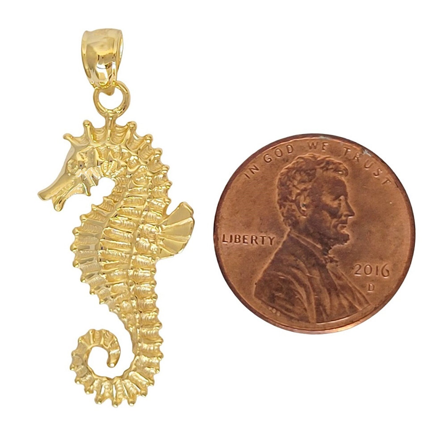 14K Yellow Gold Seahorse Pendant