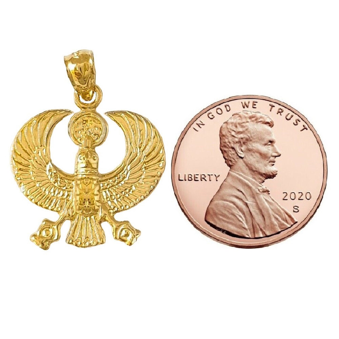 14K Yellow Gold Egyptian Phoenix Bird Pendant