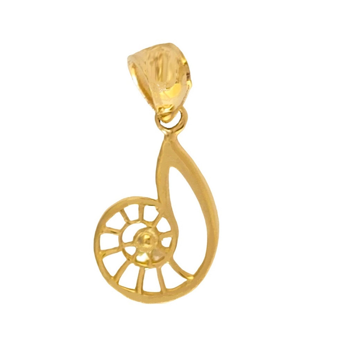 14K Yellow Gold Nautilus Shell Pendant Charm