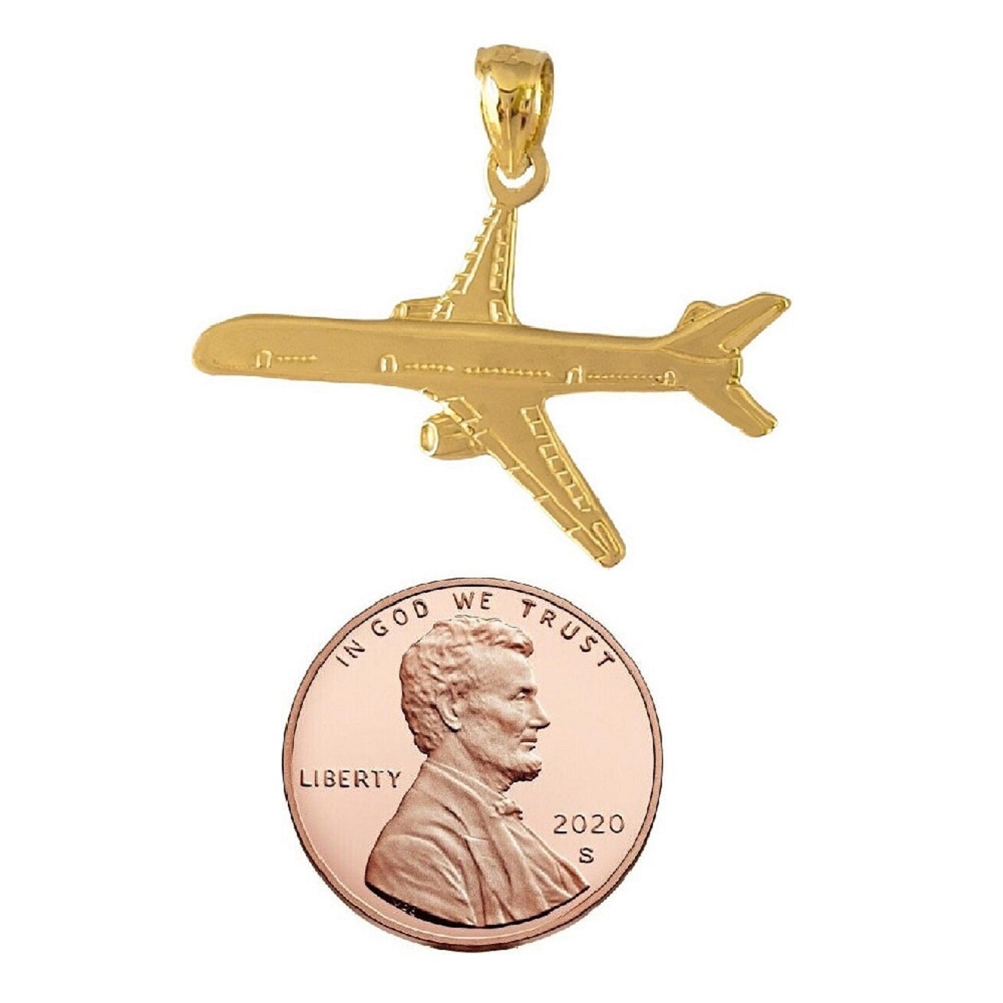 14K Yellow Gold Airplane Pendant