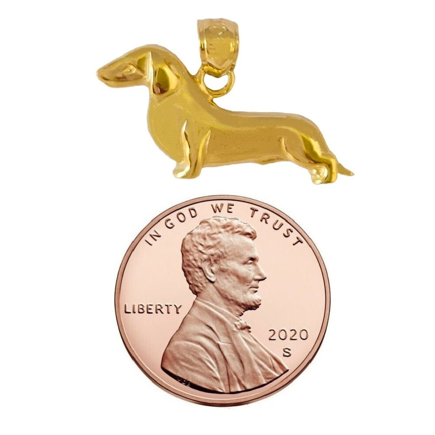 14K Yellow Gold Dachshund Dog Pendant