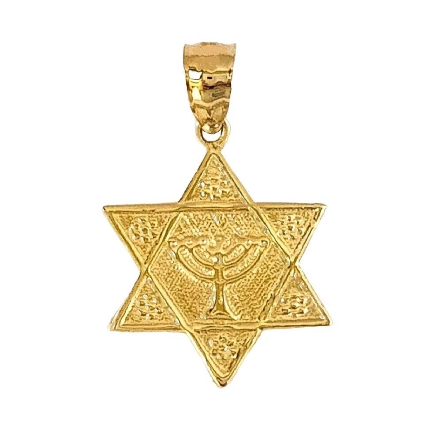 14K Yellow Gold Star of David w/ Menorah Pendant