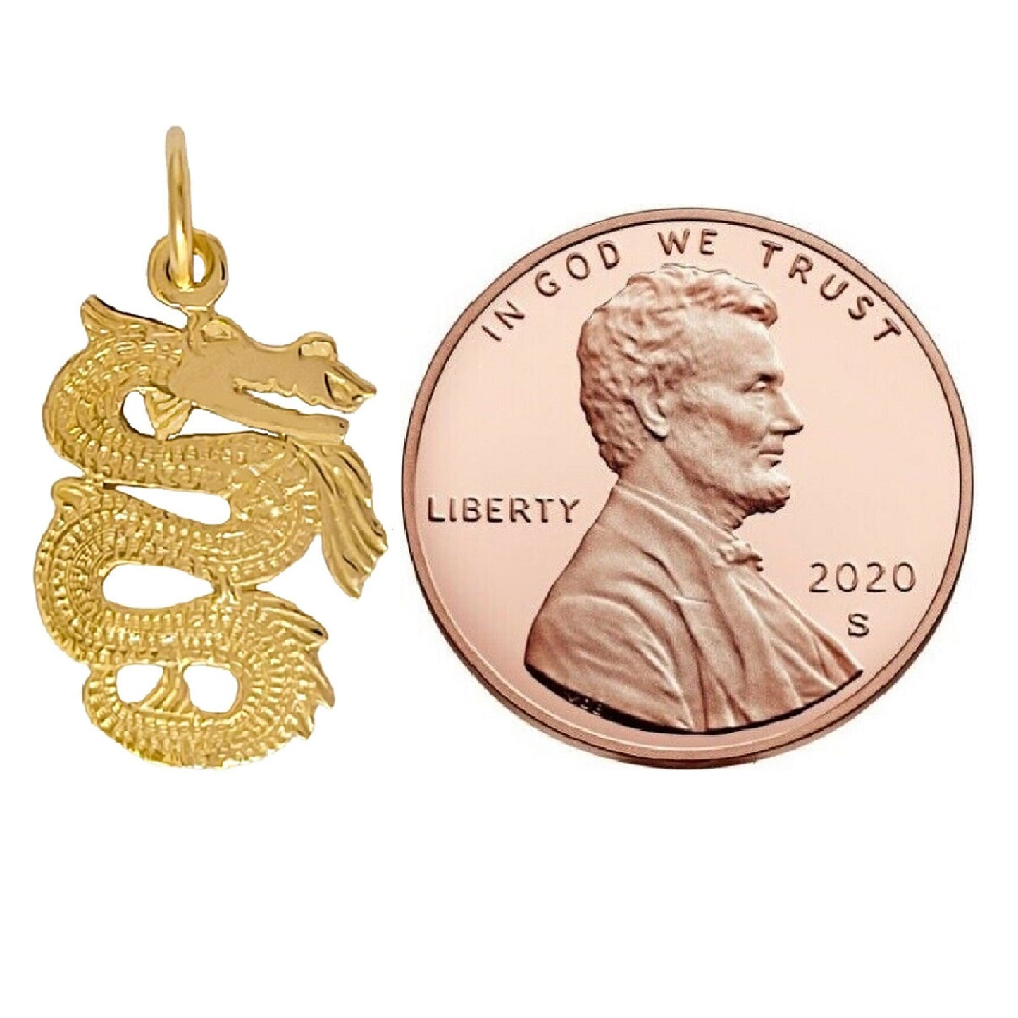 14K Yellow Gold Dragon Pendant Charm