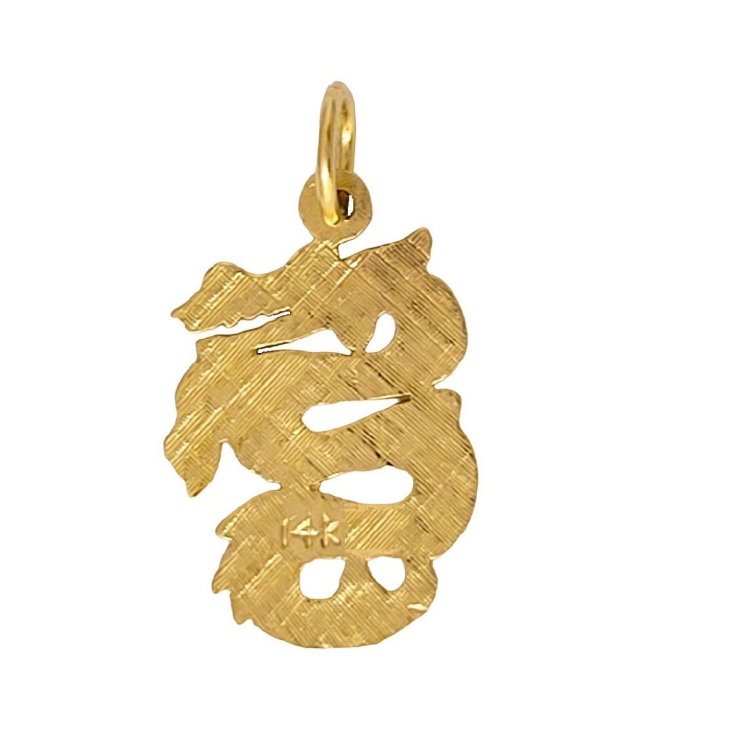 14K Yellow Gold Dragon Pendant Charm