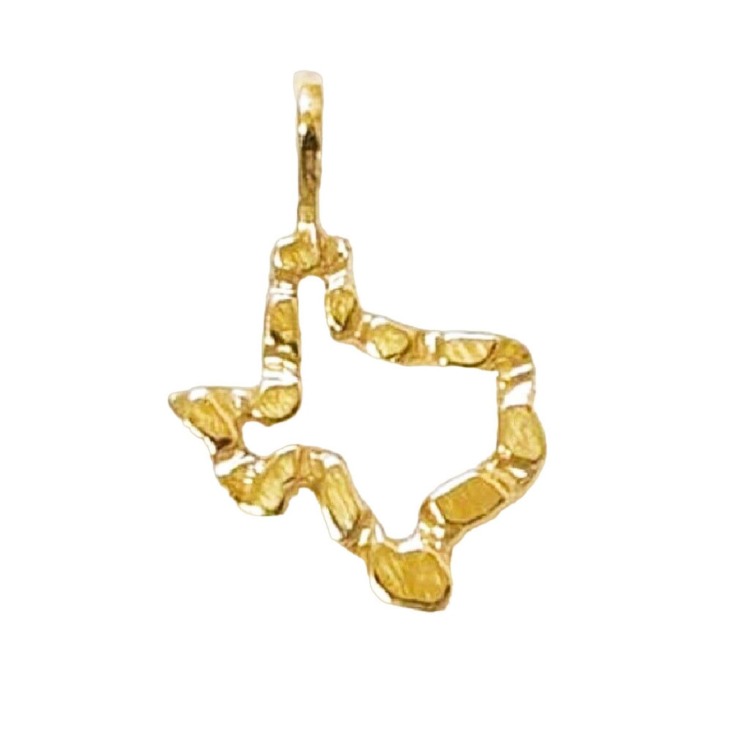 14K Yellow Gold Texas State Map Nugget Small Pendant