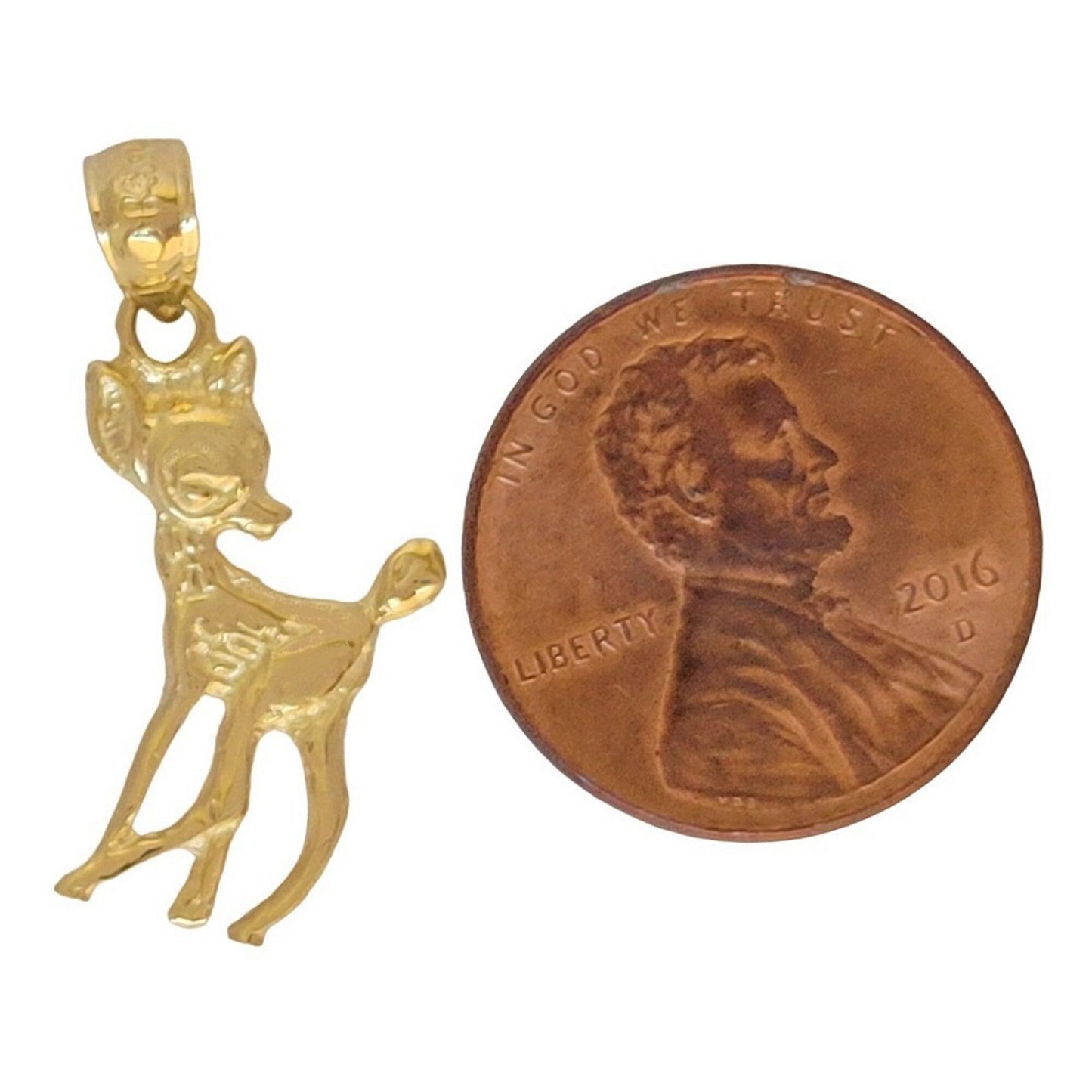 14K Yellow Gold Deer Pendant Charm