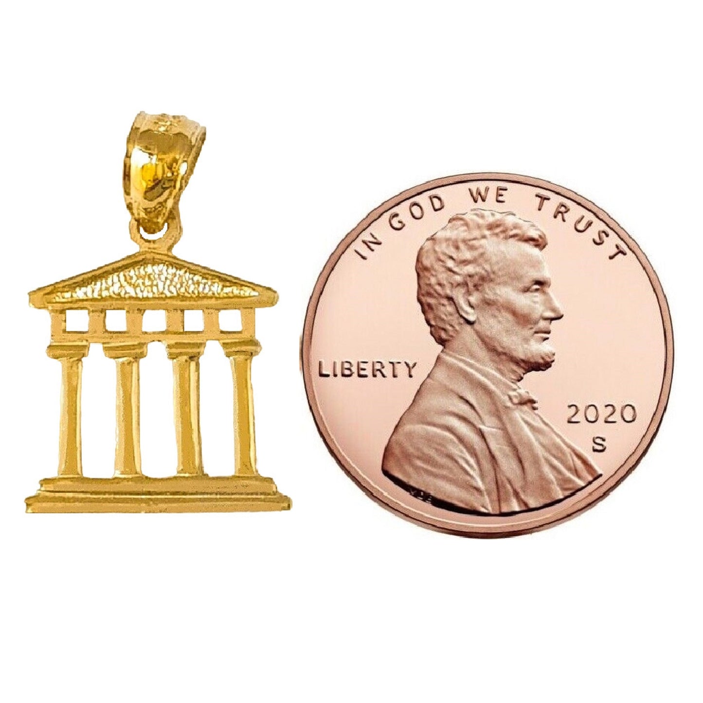 14K Yellow Gold Greek Acropolis Charm Pendant