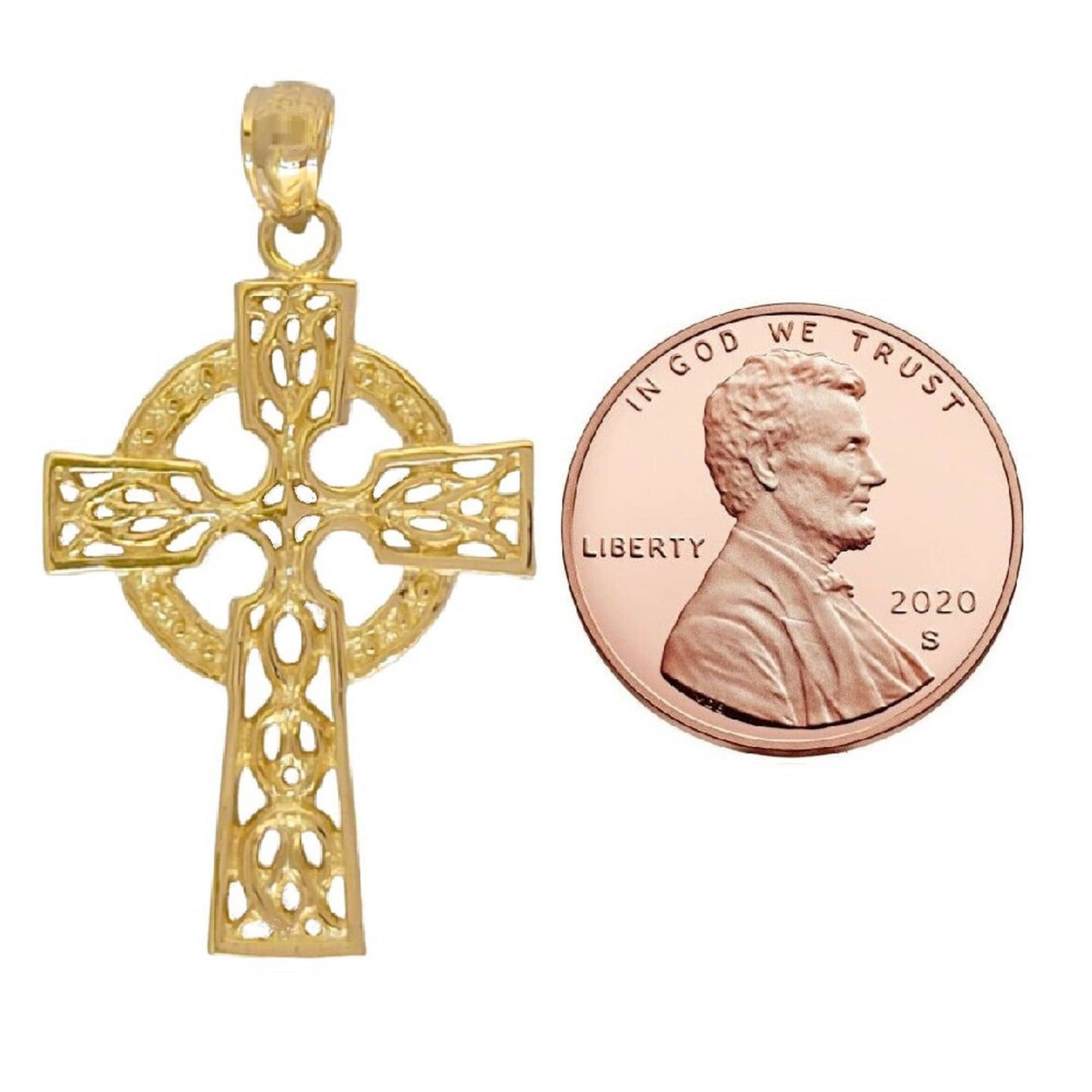 14K Yellow Gold Celtic Cross Pendant