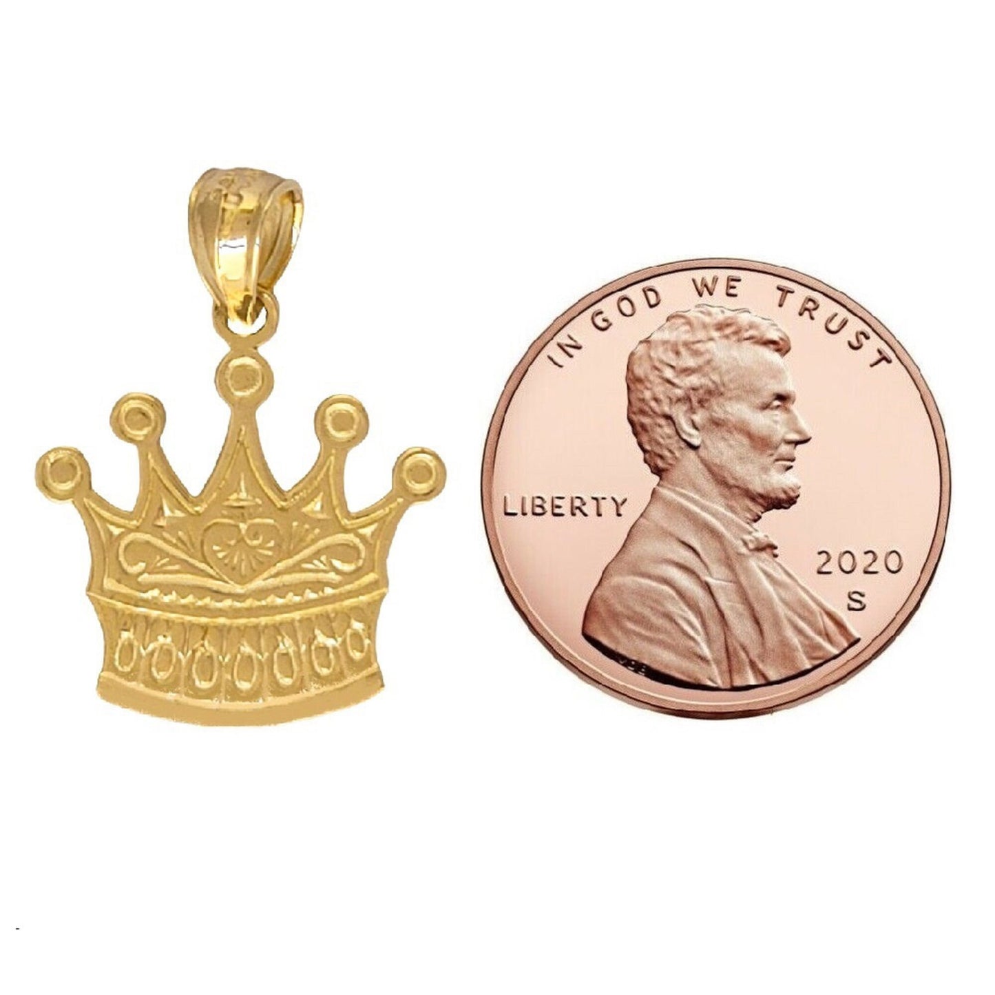 14K Yellow Gold CROWN Pendant Charm