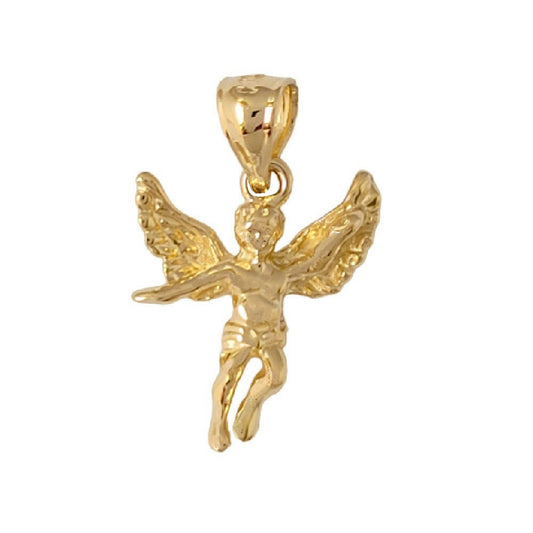 14K Yellow Gold Angel 3D Solid Pendant