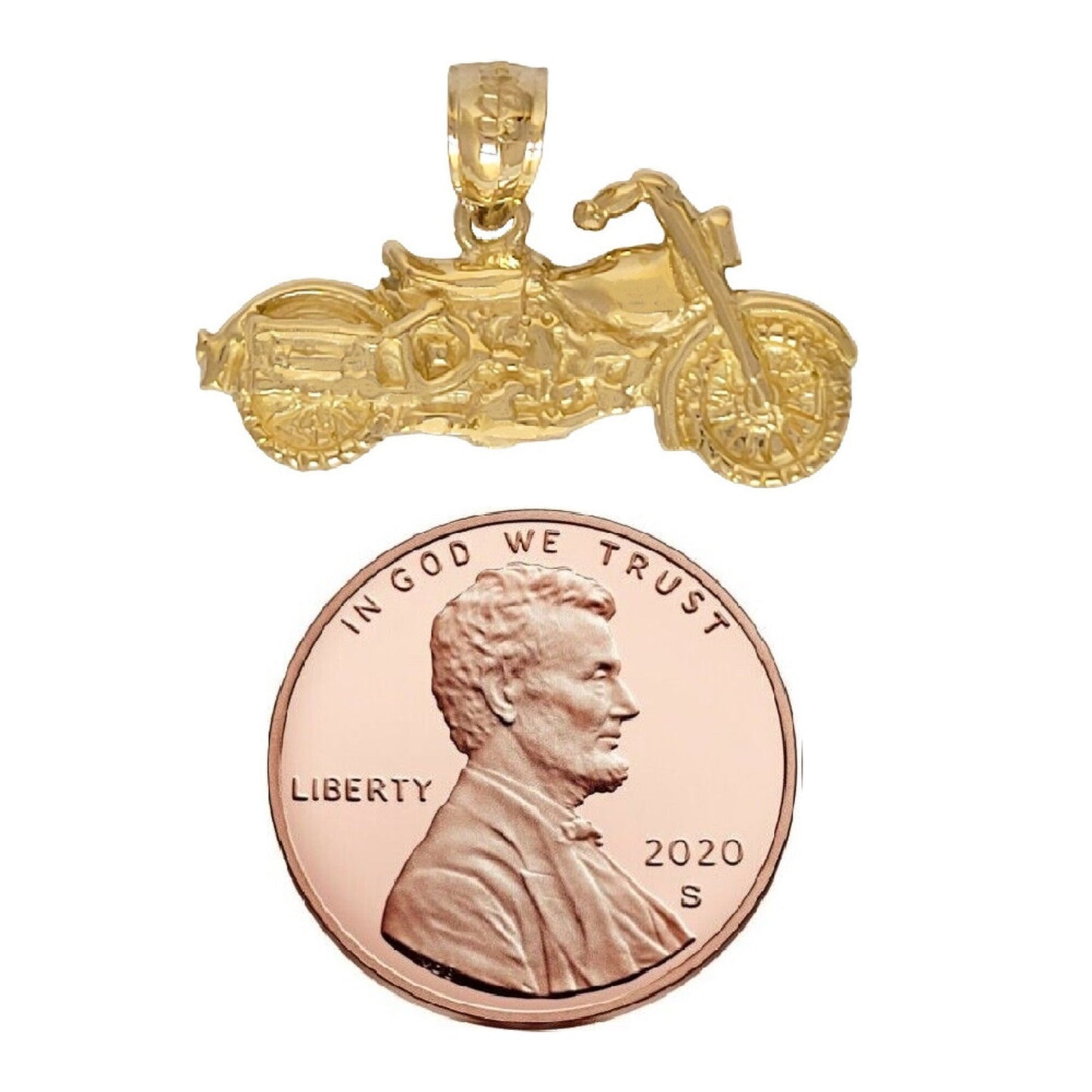14K Yellow Gold Motorcycle Pendant