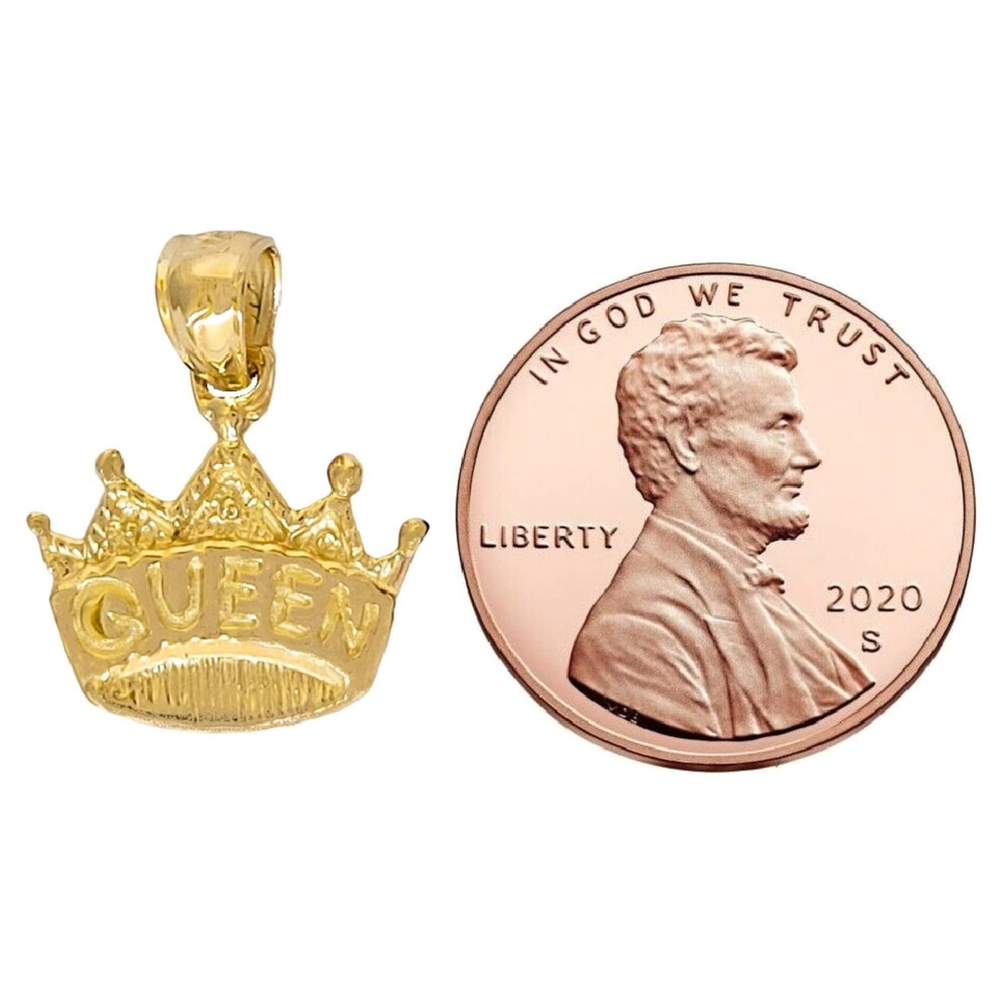 14K Yellow Gold QUEEN CROWN Pendant