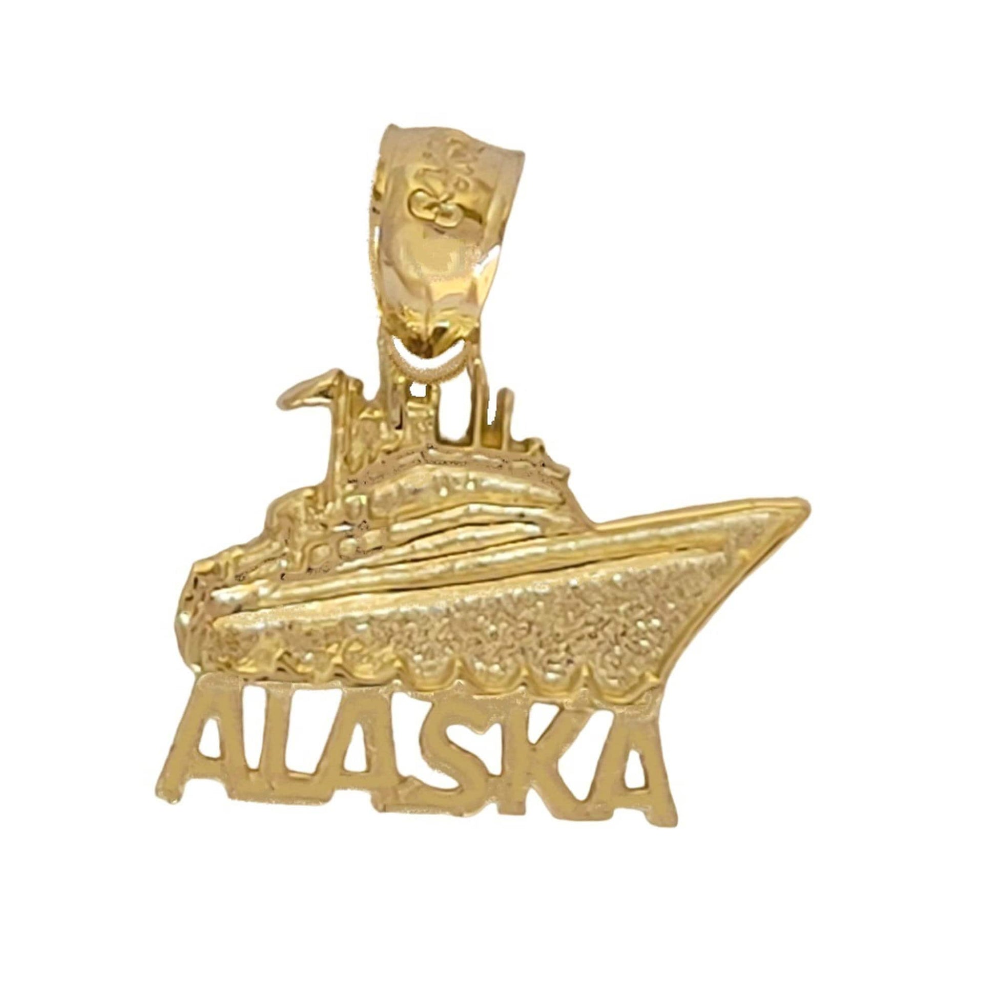 14K Yellow Gold Alaska Cruise Ship Pendant