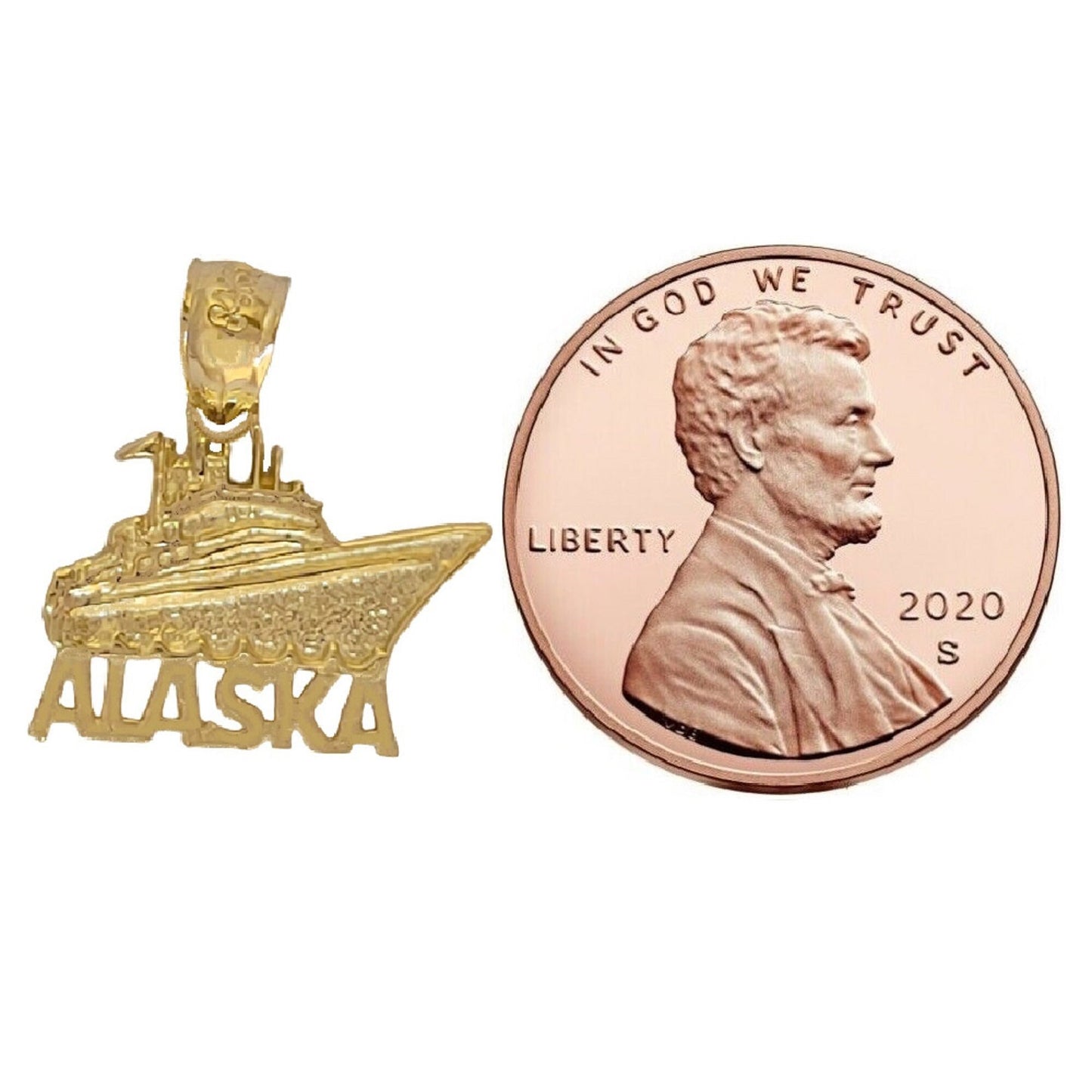 14K Yellow Gold Alaska Cruise Ship Pendant