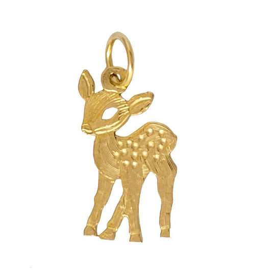 14K Yellow Gold Deer Pendant Charm