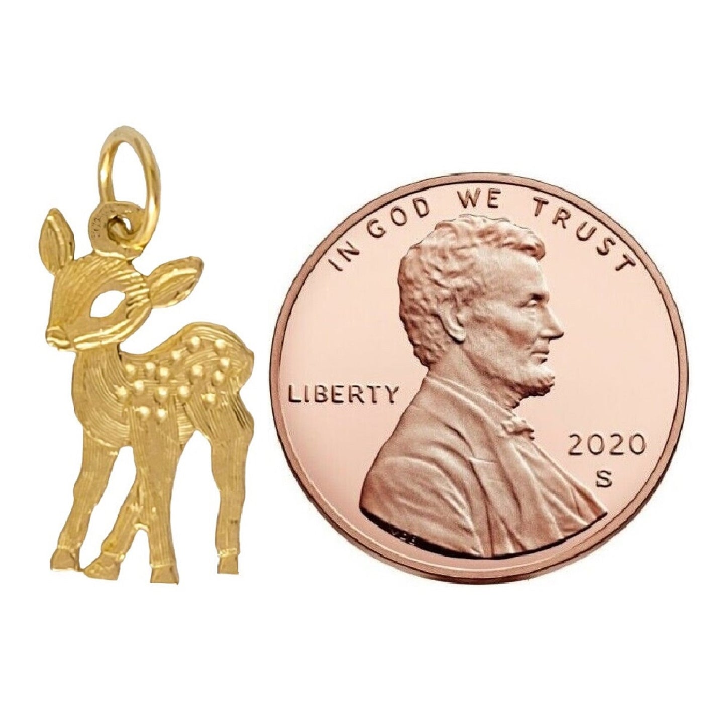 14K Yellow Gold Deer Pendant Charm