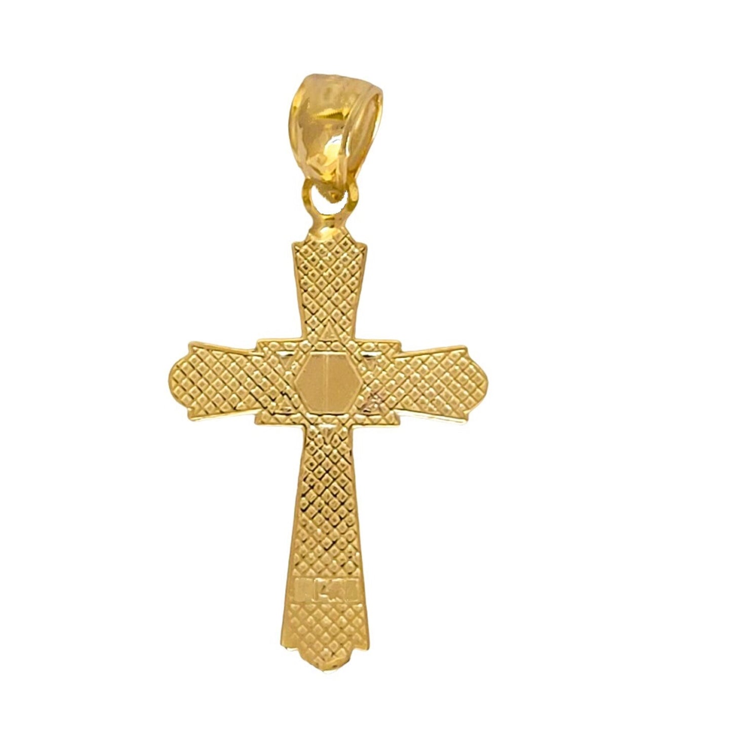 14k Yellow Gold Two Tone Cross with Star of David Pendant