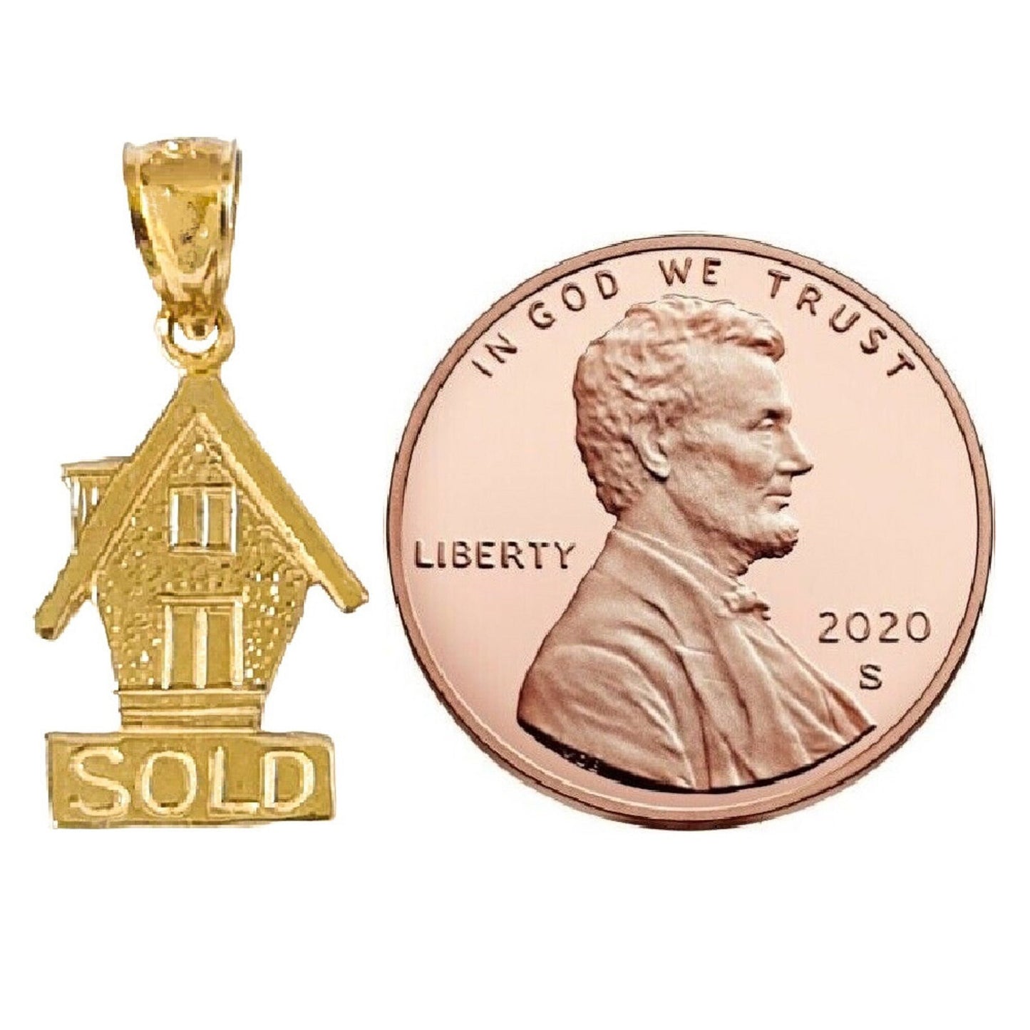 14K Yellow Gold Sold House Pendant