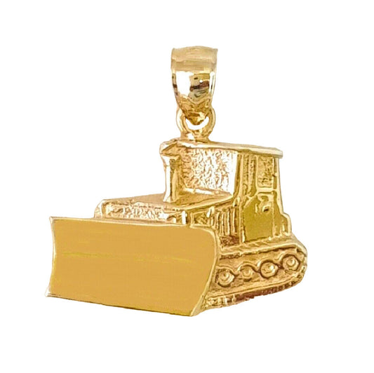 14K Yellow Gold BULLDOZER Pendant