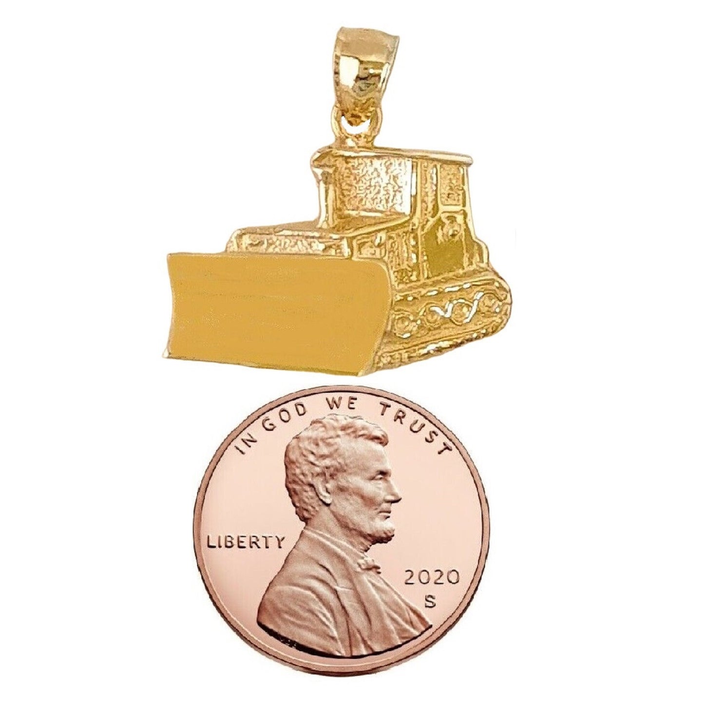 14K Yellow Gold BULLDOZER Pendant